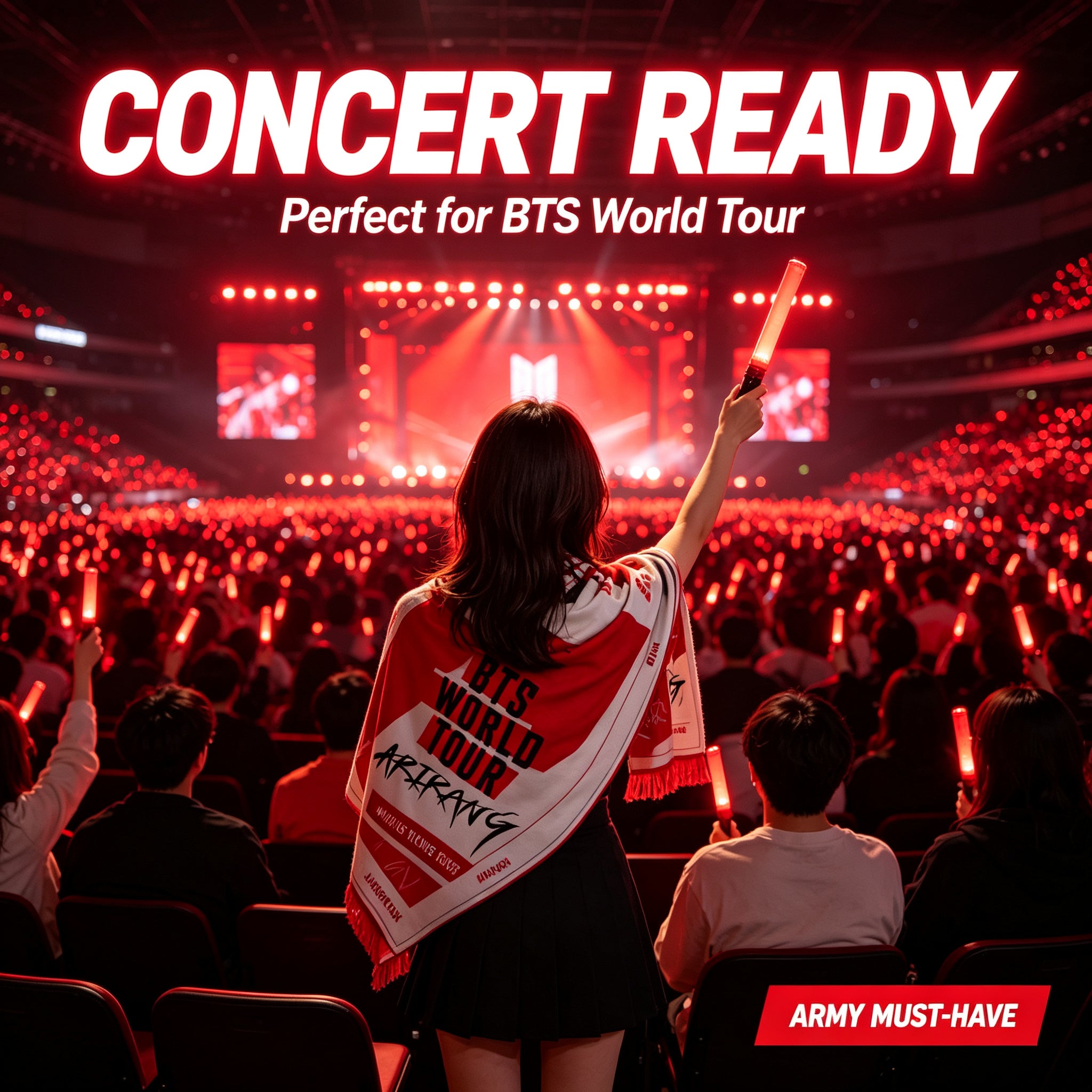 【101.0】BTS Arirang Concert Scarf | Multifunctional Kpop Bandana, Tube Top, Waist Belt & Bag Accessory