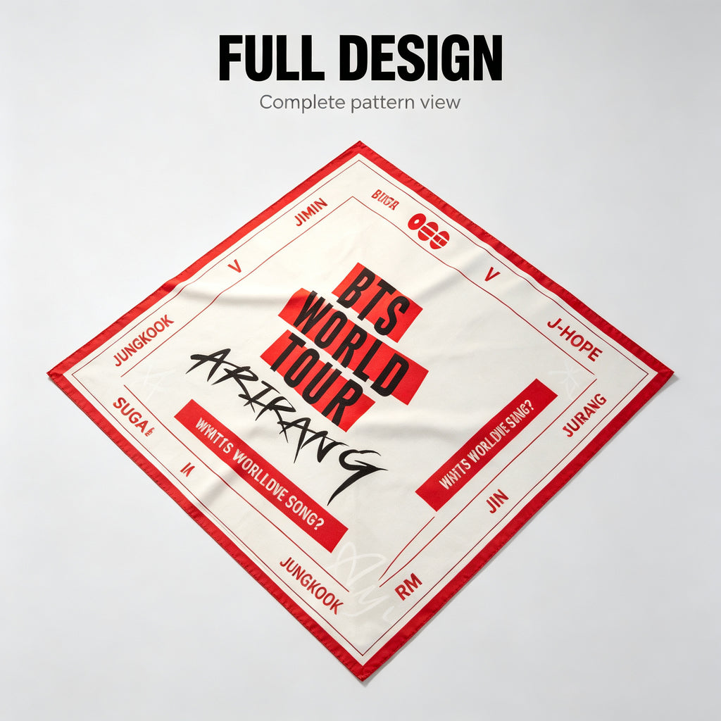 【101.0】BTS Arirang Concert Scarf | Multifunctional Kpop Bandana, Tube Top, Waist Belt & Bag Accessory