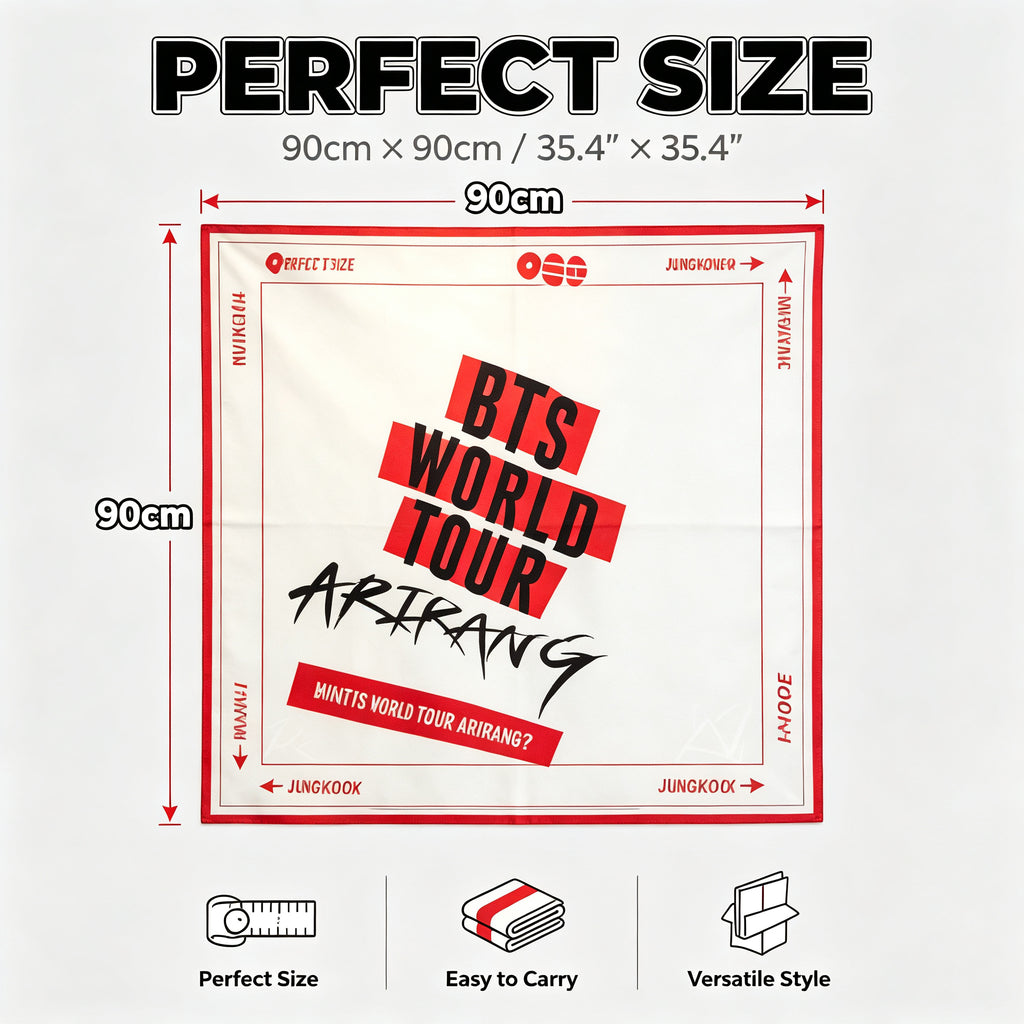 【101.0】BTS Arirang Concert Scarf | Multifunctional Kpop Bandana, Tube Top, Waist Belt & Bag Accessory