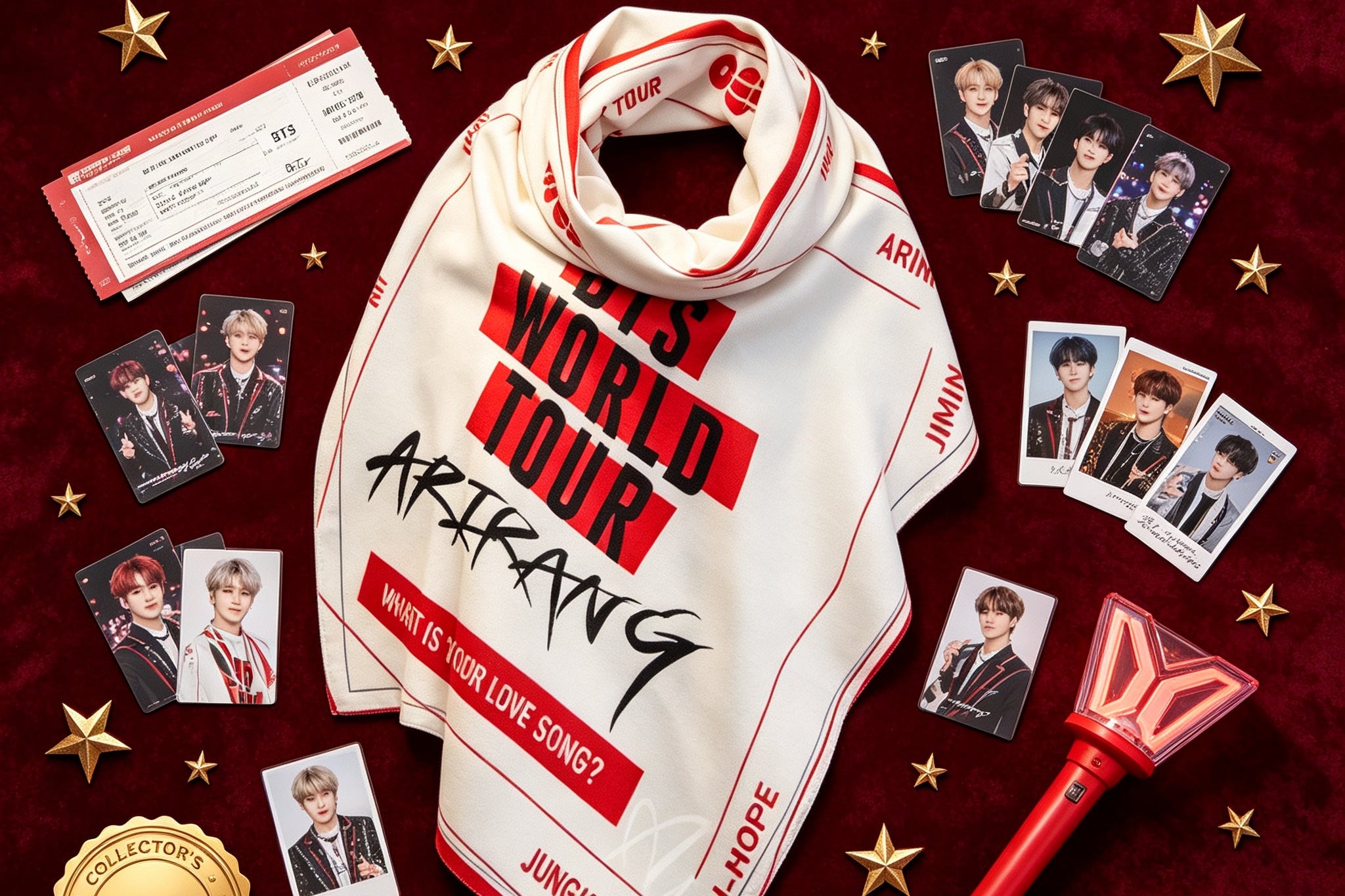【101.0】BTS Arirang Concert Scarf | Multifunctional Kpop Bandana, Tube Top, Waist Belt & Bag Accessory